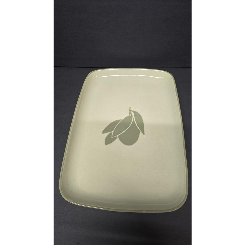 Vintage Winfield Pasadena Rectangular Platter Green Leaf California USA MCM